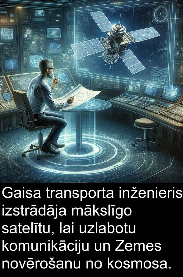 komunikāciju: Gaisa transporta inženieris izstrādāja mākslīgo satelītu, lai uzlabotu komunikāciju un Zemes novērošanu no kosmosa.