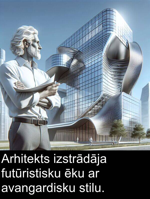 futūristisku: Arhitekts izstrādāja futūristisku ēku ar avangardisku stilu.
