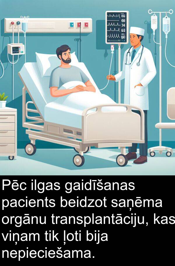 gaidīšanas: Pēc ilgas gaidīšanas pacients beidzot saņēma orgānu transplantāciju, kas viņam tik ļoti bija nepieciešama.