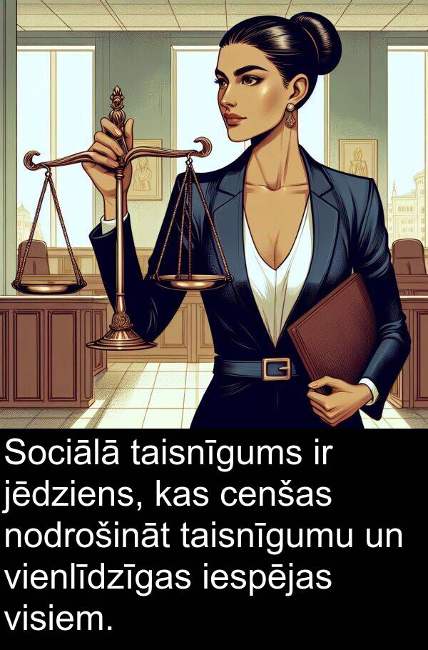 taisnīgumu: Sociālā taisnīgums ir jēdziens, kas cenšas nodrošināt taisnīgumu un vienlīdzīgas iespējas visiem.