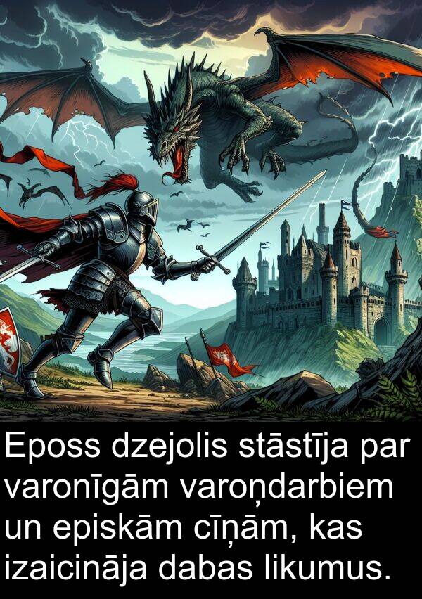 episkām: Eposs dzejolis stāstīja par varonīgām varoņdarbiem un episkām cīņām, kas izaicināja dabas likumus.