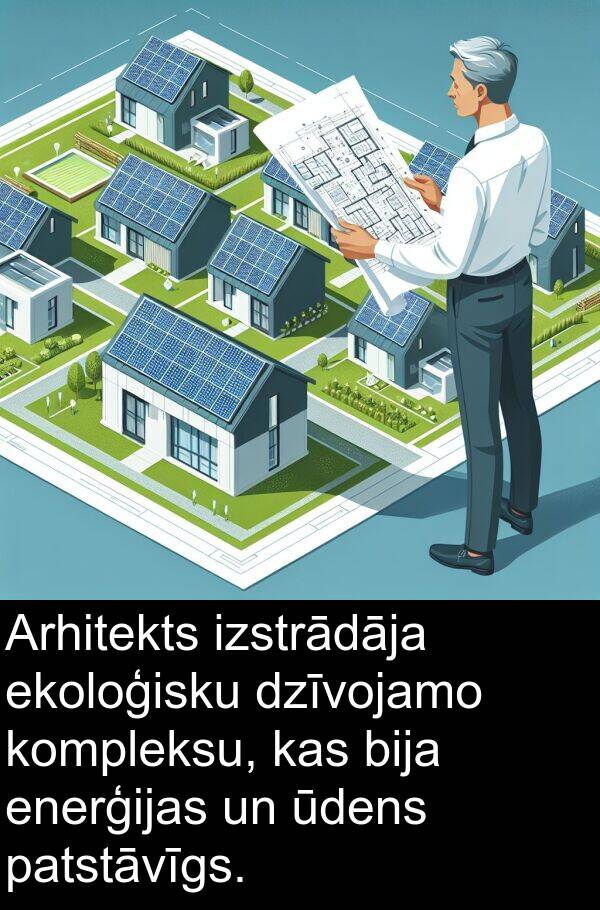 kompleksu: Arhitekts izstrādāja ekoloģisku dzīvojamo kompleksu, kas bija enerģijas un ūdens patstāvīgs.