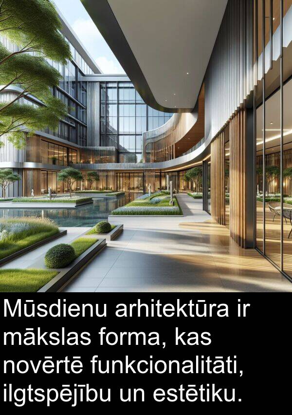 arhitektūra: Mūsdienu arhitektūra ir mākslas forma, kas novērtē funkcionalitāti, ilgtspējību un estētiku.