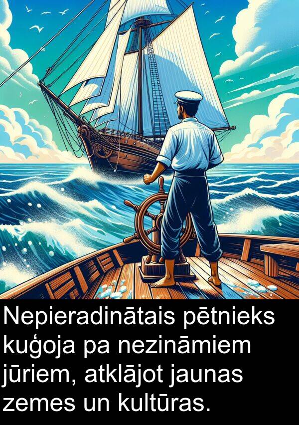 kultūras: Nepieradinātais pētnieks kuģoja pa nezināmiem jūriem, atklājot jaunas zemes un kultūras.
