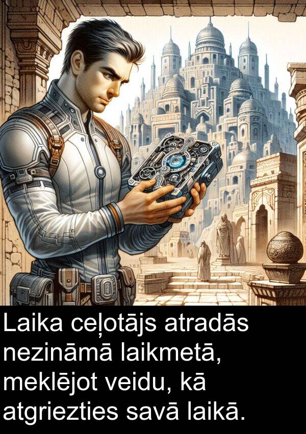 laikmetā: Laika ceļotājs atradās nezināmā laikmetā, meklējot veidu, kā atgriezties savā laikā.