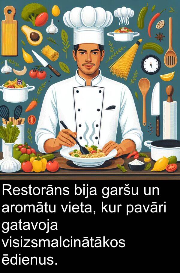 kur: Restorāns bija garšu un aromātu vieta, kur pavāri gatavoja visizsmalcinātākos ēdienus.