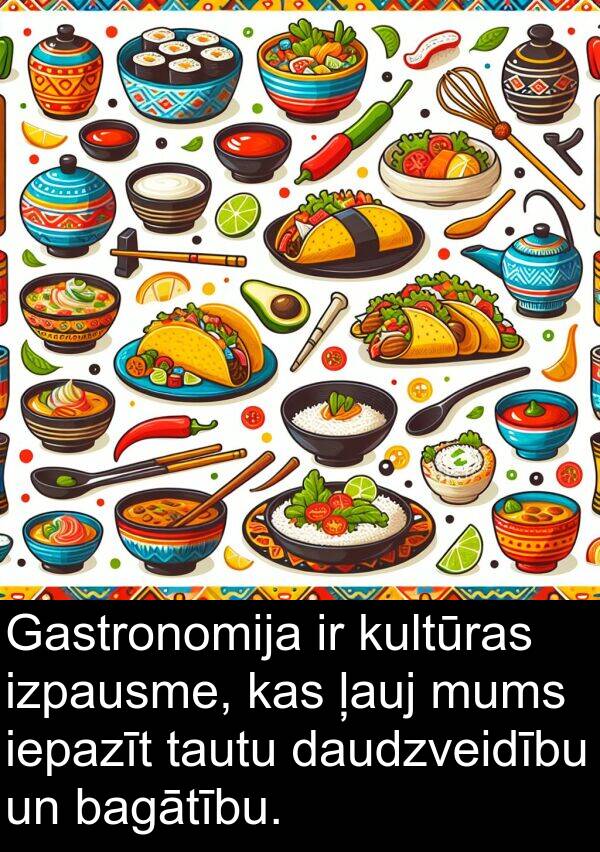 kultūras: Gastronomija ir kultūras izpausme, kas ļauj mums iepazīt tautu daudzveidību un bagātību.