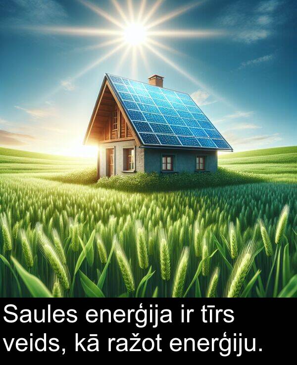 ražot: Saules enerģija ir tīrs veids, kā ražot enerģiju.
