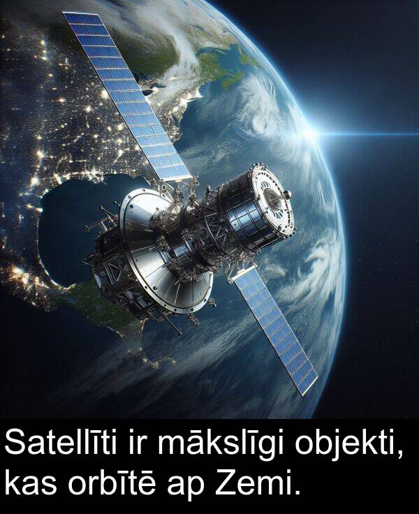 orbītē: Satellīti ir mākslīgi objekti, kas orbītē ap Zemi.