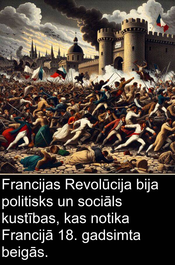 kustības: Francijas Revolūcija bija politisks un sociāls kustības, kas notika Francijā 18. gadsimta beigās.