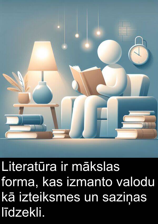 valodu: Literatūra ir mākslas forma, kas izmanto valodu kā izteiksmes un saziņas līdzekli.