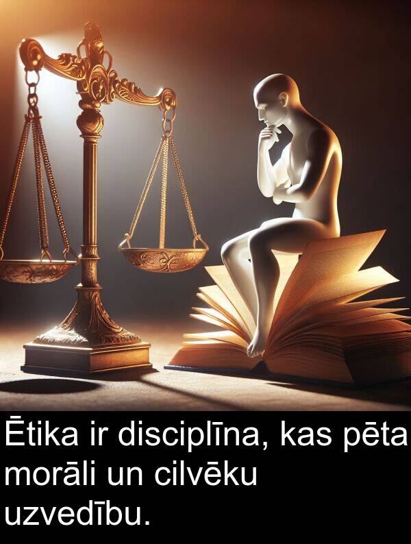 pēta: Ētika ir disciplīna, kas pēta morāli un cilvēku uzvedību.