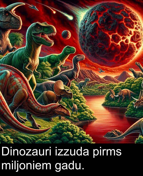 izzuda: Dinozauri izzuda pirms miljoniem gadu.
