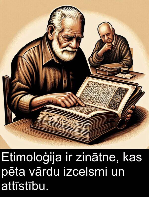 izcelsmi: Etimoloģija ir zinātne, kas pēta vārdu izcelsmi un attīstību.