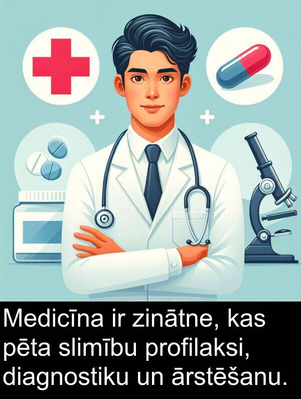 ārstēšanu: Medicīna ir zinātne, kas pēta slimību profilaksi, diagnostiku un ārstēšanu.