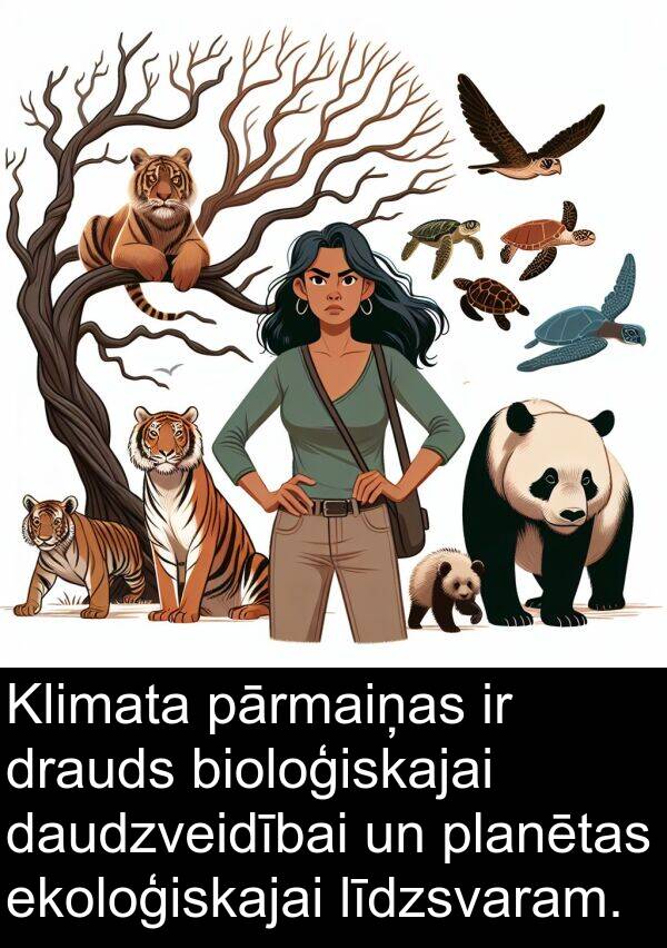 līdzsvaram: Klimata pārmaiņas ir drauds bioloģiskajai daudzveidībai un planētas ekoloģiskajai līdzsvaram.