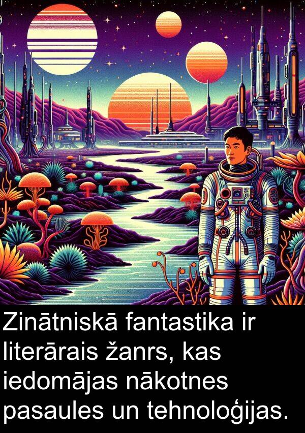 nākotnes: Zinātniskā fantastika ir literārais žanrs, kas iedomājas nākotnes pasaules un tehnoloģijas.