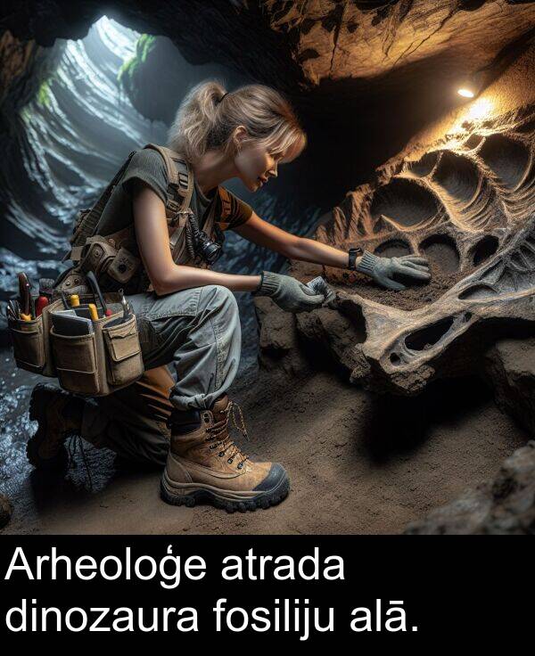 alā: Arheoloģe atrada dinozaura fosiliju alā.