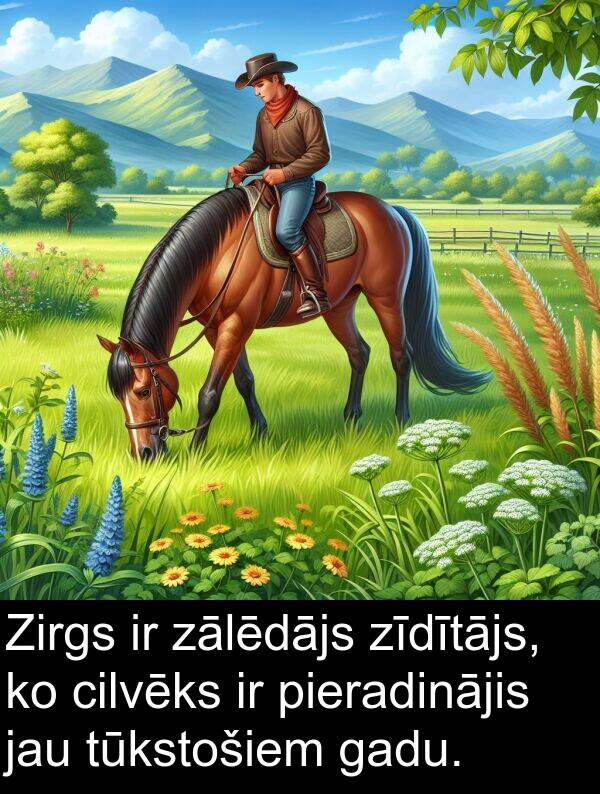 zālēdājs: Zirgs ir zālēdājs zīdītājs, ko cilvēks ir pieradinājis jau tūkstošiem gadu.