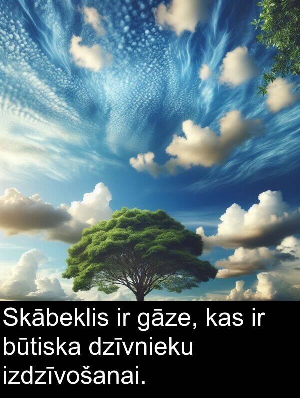 dzīvnieku: Skābeklis ir gāze, kas ir būtiska dzīvnieku izdzīvošanai.