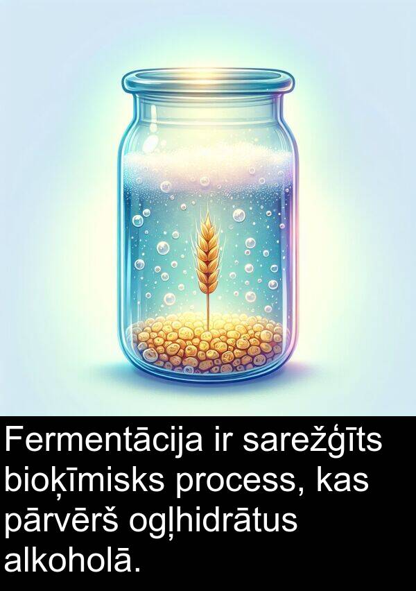 alkoholā: Fermentācija ir sarežģīts bioķīmisks process, kas pārvērš ogļhidrātus alkoholā.
