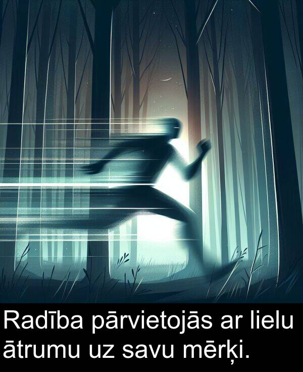 lielu: Radība pārvietojās ar lielu ātrumu uz savu mērķi.