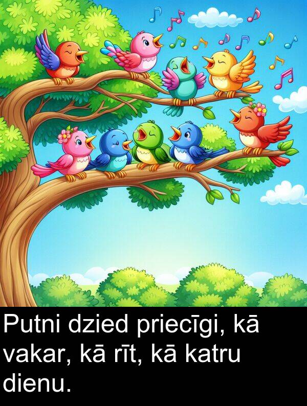 vakar: Putni dzied priecīgi, kā vakar, kā rīt, kā katru dienu.