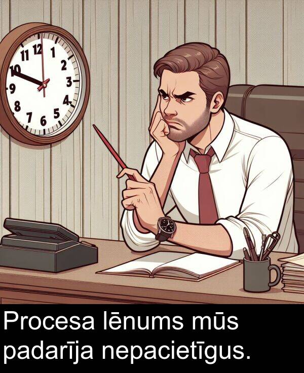 nepacietīgus: Procesa lēnums mūs padarīja nepacietīgus.