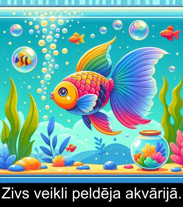 veikli: Zivs veikli peldēja akvārijā.