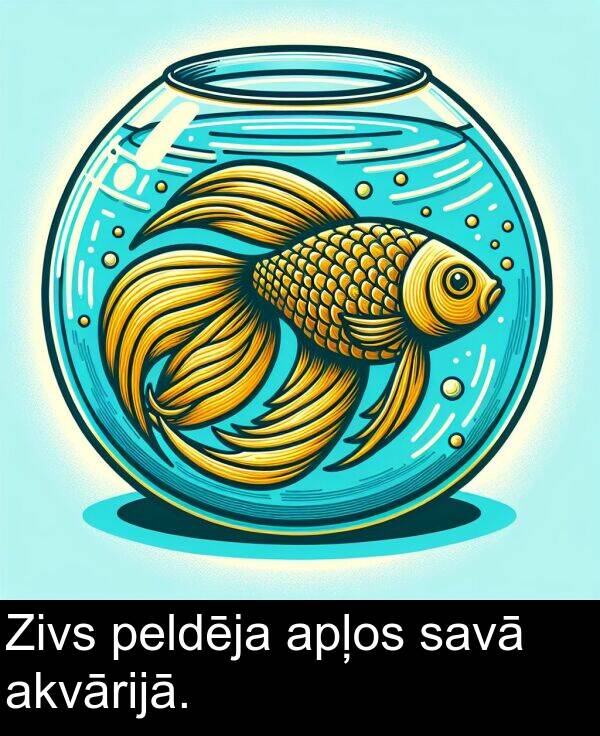 apļos: Zivs peldēja apļos savā akvārijā.