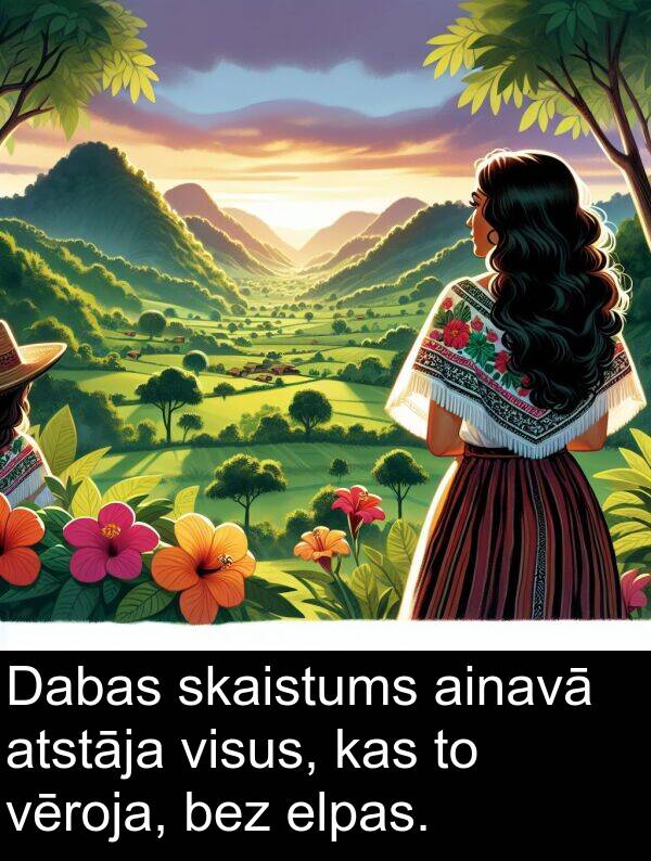 ainavā: Dabas skaistums ainavā atstāja visus, kas to vēroja, bez elpas.