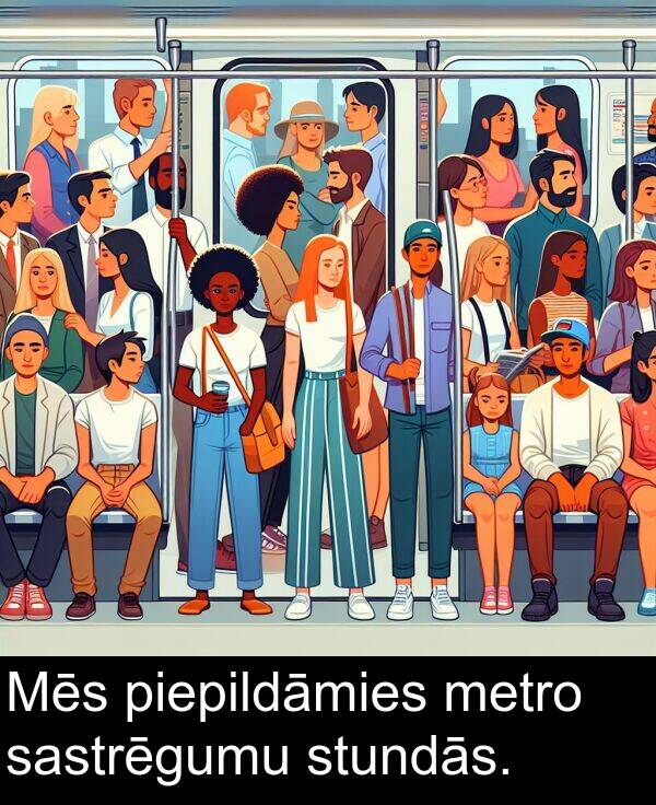 piepildāmies: Mēs piepildāmies metro sastrēgumu stundās.