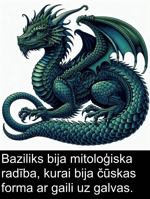 kurai: Baziliks bija mitoloģiska radība, kurai bija čūskas forma ar gaili uz galvas.