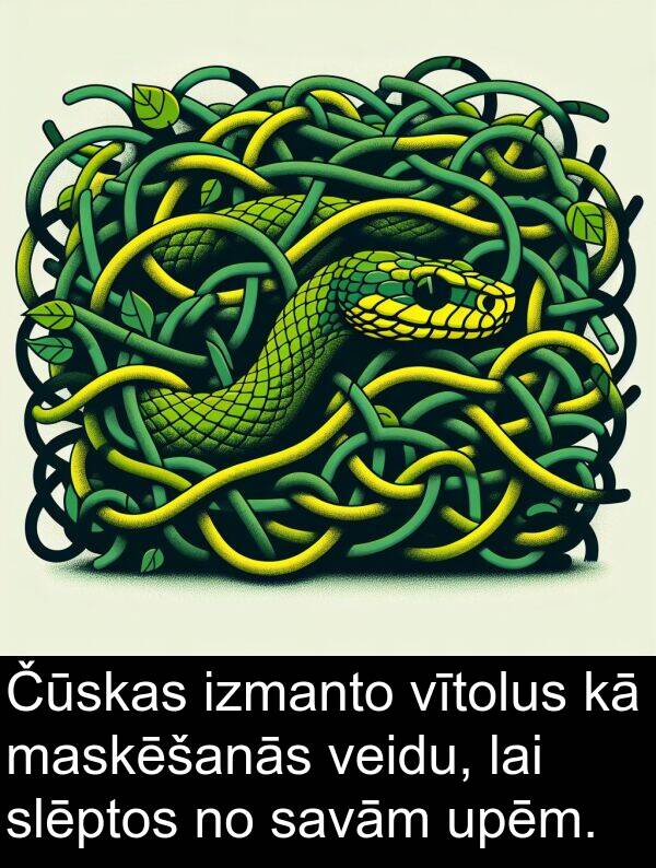 upēm: Čūskas izmanto vītolus kā maskēšanās veidu, lai slēptos no savām upēm.