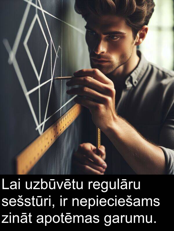 regulāru: Lai uzbūvētu regulāru sešstūri, ir nepieciešams zināt apotēmas garumu.