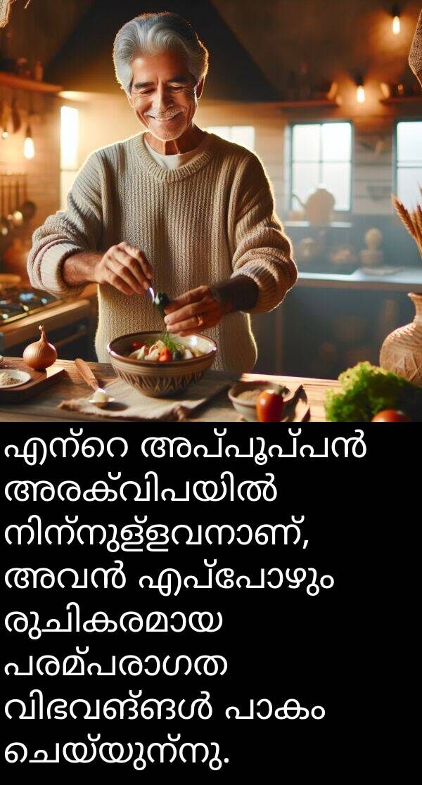ചെയ്യുന്നു: എന്റെ അപ്പൂപ്പൻ അരക്വിപയിൽ നിന്നുള്ളവനാണ്, അവൻ എപ്പോഴും രുചികരമായ പരമ്പരാഗത വിഭവങ്ങൾ പാകം ചെയ്യുന്നു.