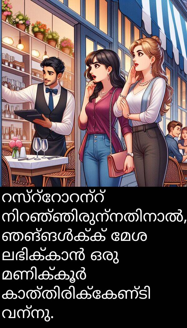 വന്നു: റസ്റ്റോറന്റ് നിറഞ്ഞിരുന്നതിനാൽ, ഞങ്ങൾക്ക് മേശ ലഭിക്കാൻ ഒരു മണിക്കൂർ കാത്തിരിക്കേണ്ടി വന്നു.