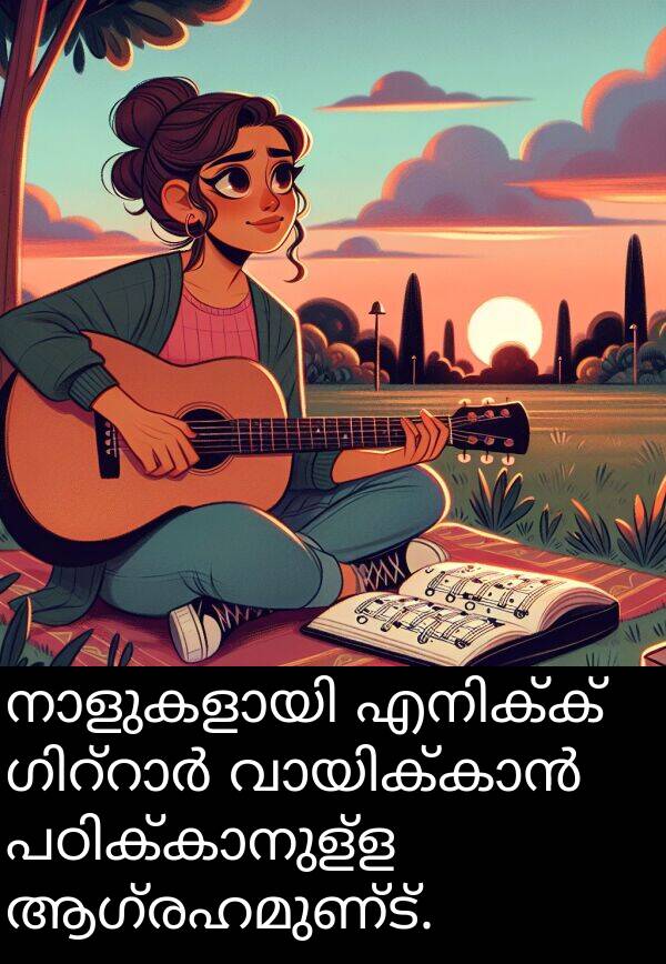 ആഗ്രഹമുണ്ട്: നാളുകളായി എനിക്ക് ഗിറ്റാർ വായിക്കാൻ പഠിക്കാനുള്ള ആഗ്രഹമുണ്ട്.