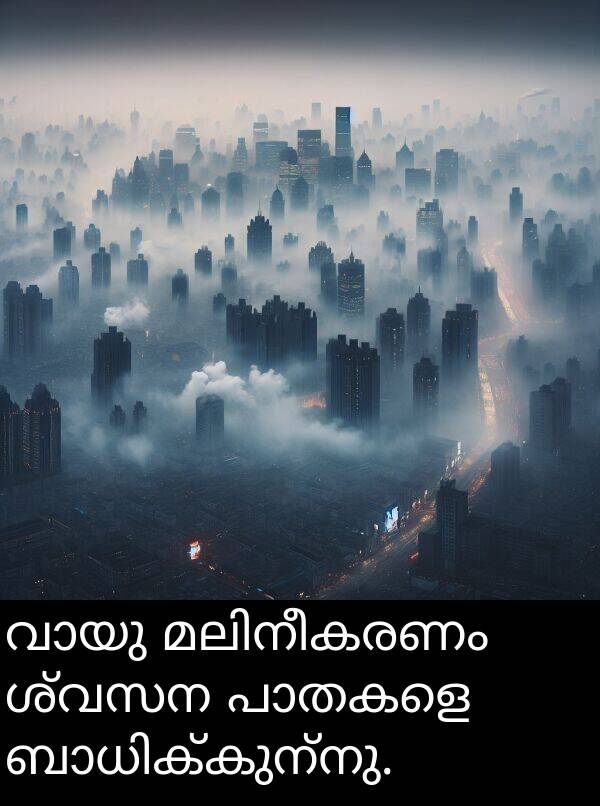 ശ്വസന: വായു മലിനീകരണം ശ്വസന പാതകളെ ബാധിക്കുന്നു.