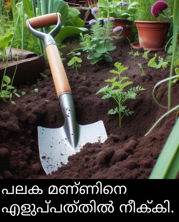 പലക: പലക മണ്ണിനെ എളുപ്പത്തിൽ നീക്കി.