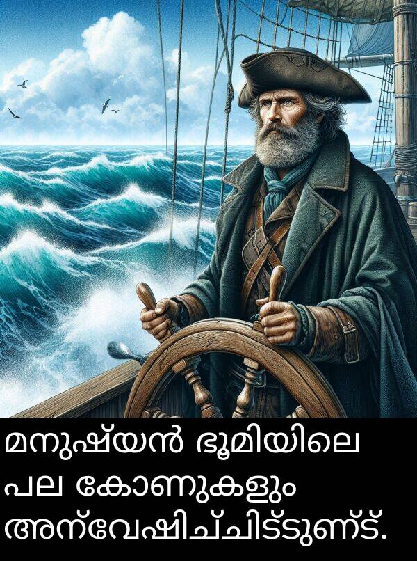 കോണുകളും: മനുഷ്യൻ ഭൂമിയിലെ പല കോണുകളും അന്വേഷിച്ചിട്ടുണ്ട്.
