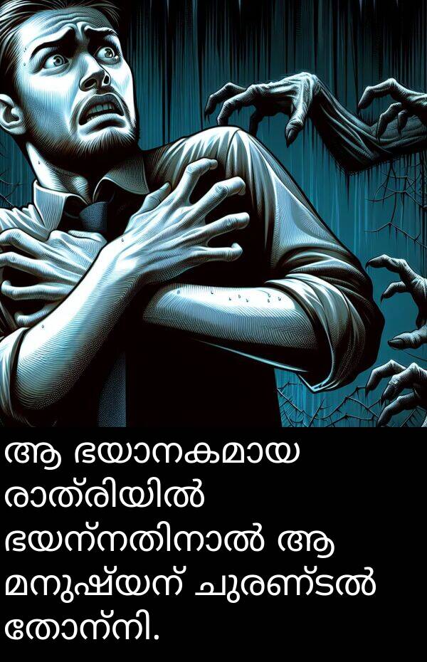 മനുഷ്യന്: ആ ഭയാനകമായ രാത്രിയിൽ ഭയന്നതിനാൽ ആ മനുഷ്യന് ചുരണ്ടൽ തോന്നി.