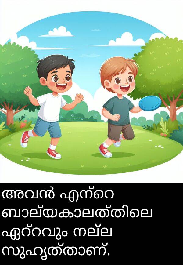 നല്ല: അവൻ എന്റെ ബാല്യകാലത്തിലെ ഏറ്റവും നല്ല സുഹൃത്താണ്.