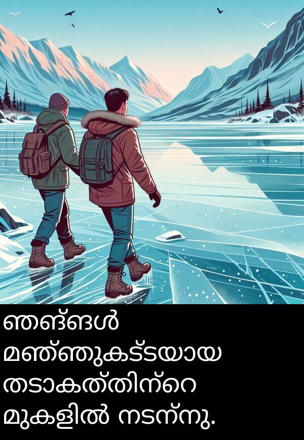 നടന്നു: ഞങ്ങൾ മഞ്ഞുകട്ടയായ തടാകത്തിന്റെ മുകളിൽ നടന്നു.