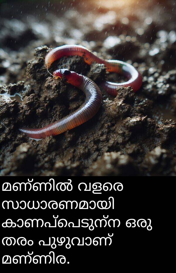 തരം: മണ്ണിൽ വളരെ സാധാരണമായി കാണപ്പെടുന്ന ഒരു തരം പുഴുവാണ് മണ്ണിര.