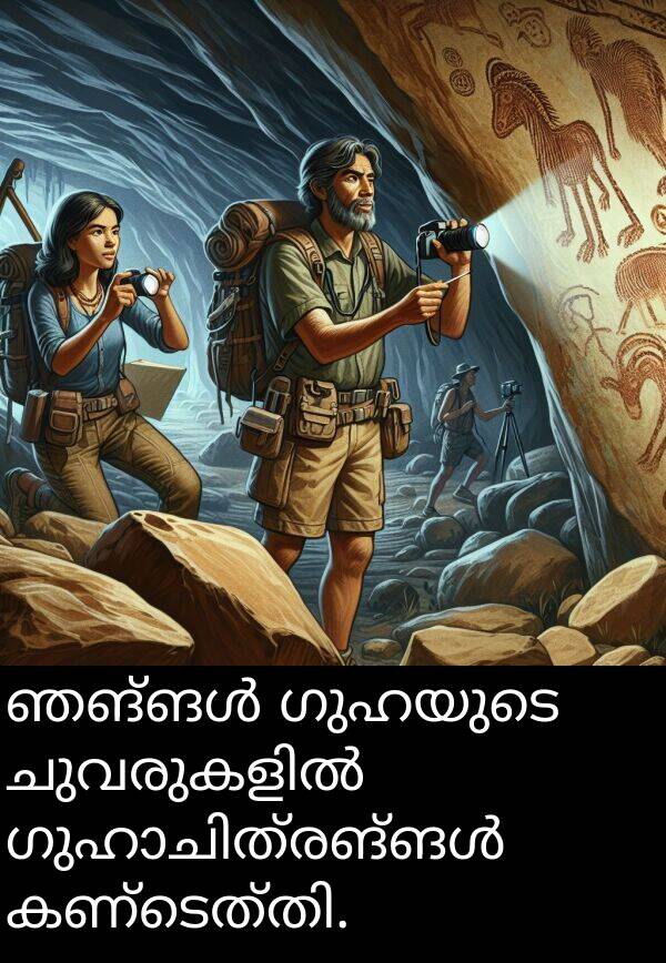 ഗുഹയുടെ: ഞങ്ങൾ ഗുഹയുടെ ചുവരുകളിൽ ഗുഹാചിത്രങ്ങൾ കണ്ടെത്തി.