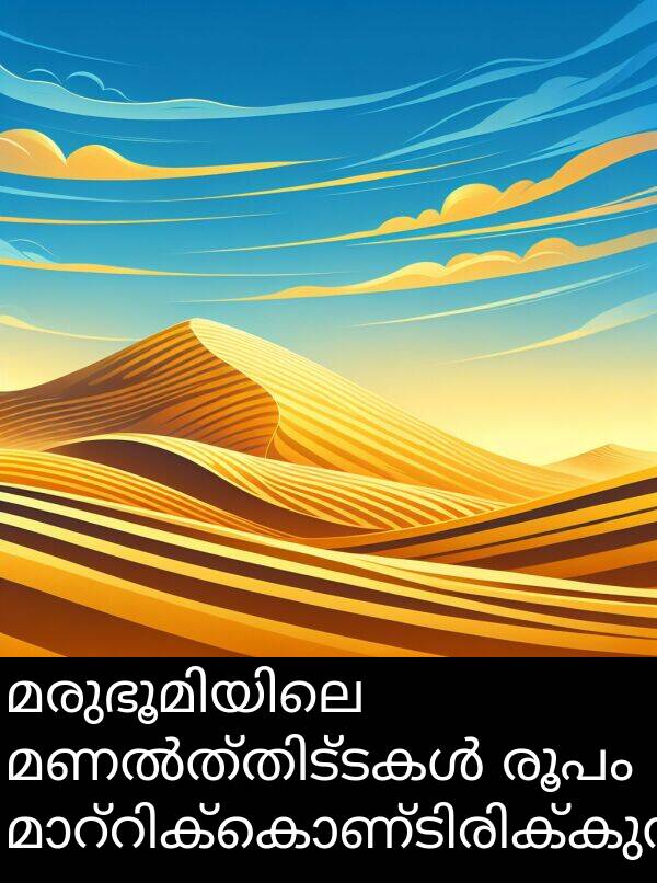രൂപം: മരുഭൂമിയിലെ മണൽത്തിട്ടകൾ രൂപം മാറ്റിക്കൊണ്ടിരിക്കുന്നു.