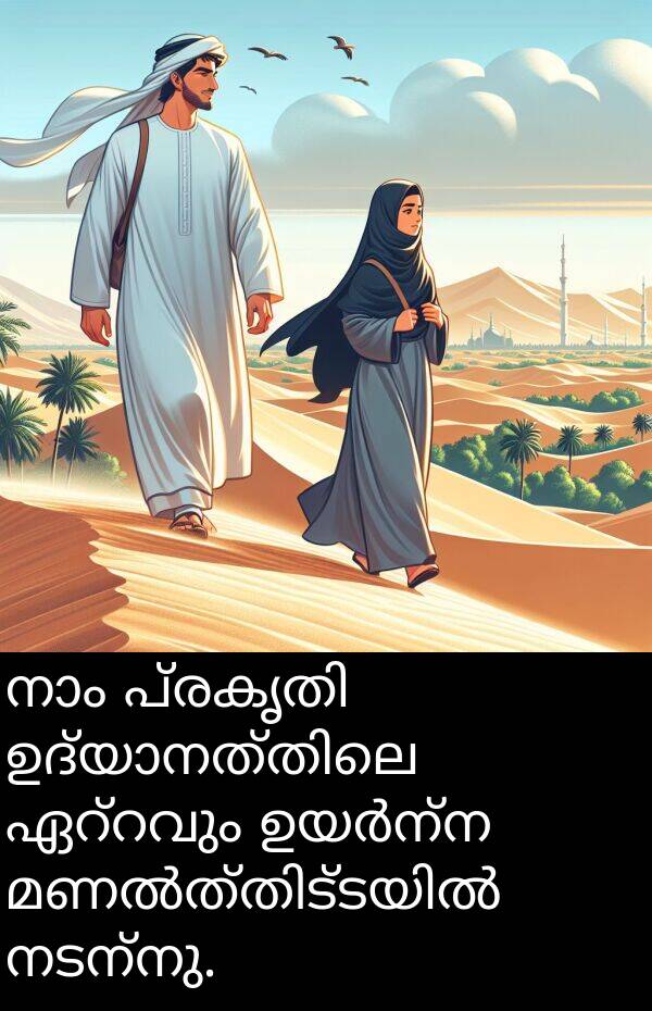 നടന്നു: നാം പ്രകൃതി ഉദ്യാനത്തിലെ ഏറ്റവും ഉയർന്ന മണൽത്തിട്ടയിൽ നടന്നു.