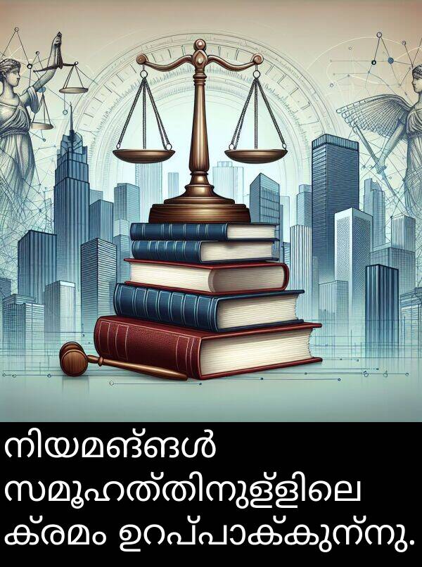 ക്രമം: നിയമങ്ങൾ സമൂഹത്തിനുള്ളിലെ ക്രമം ഉറപ്പാക്കുന്നു.