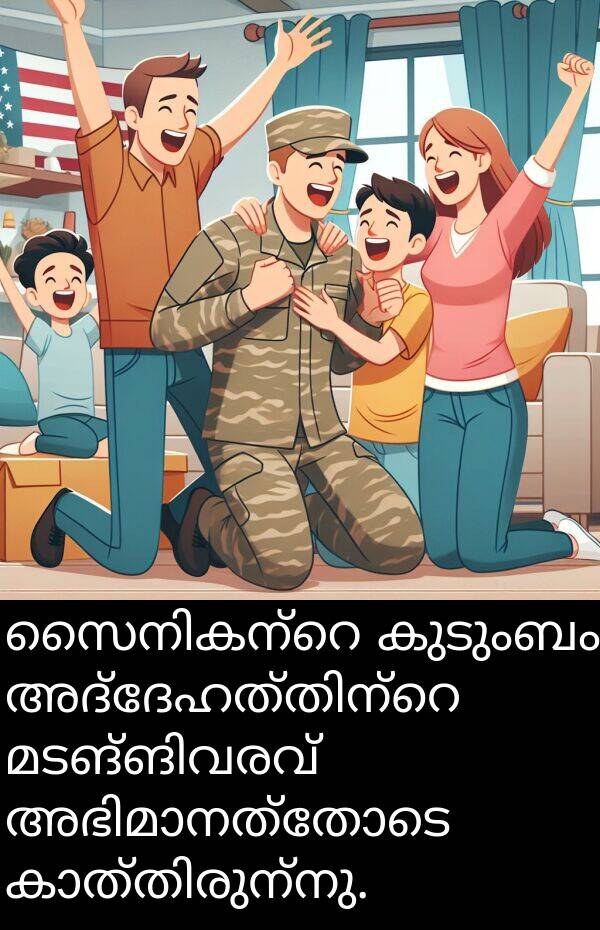കുടുംബം: സൈനികന്റെ കുടുംബം അദ്ദേഹത്തിന്റെ മടങ്ങിവരവ് അഭിമാനത്തോടെ കാത്തിരുന്നു.